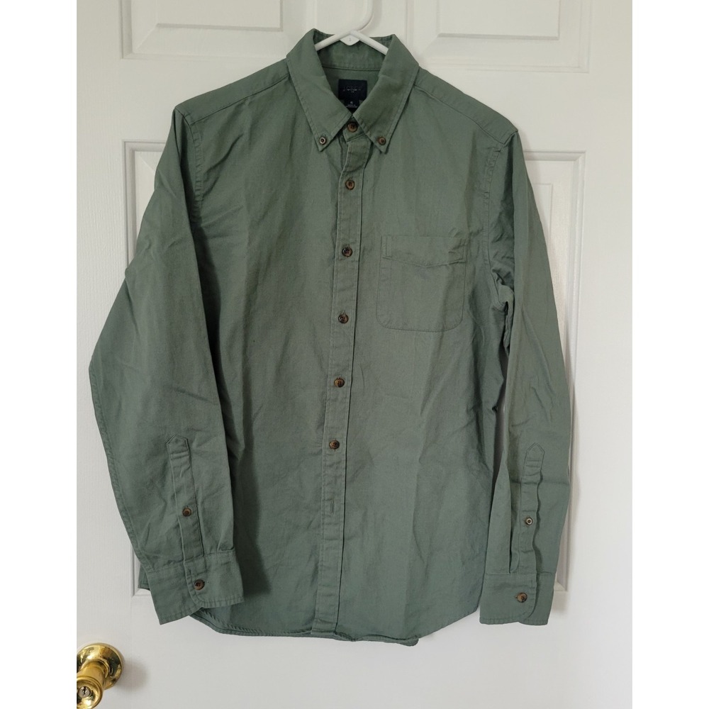 J.Crew Textured Corduroy Shirt Dusted‎ Spruce Men's Small *Missing Button* NEW
